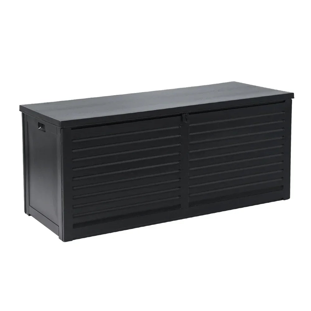 Outdoor Storage Box 490L Container Lockable Garden Bench Shed Tools Toy All Black - Stacks Warehouse