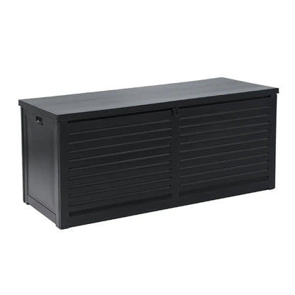 Outdoor Storage Box 490L Container Lockable Garden Bench Shed Tools Toy All Black - Stacks Warehouse