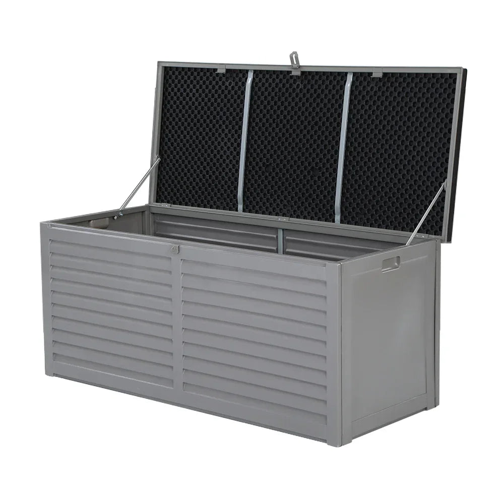 Outdoor Storage Box 490L Container Lockable Garden Bench Tools Toy Shed Black - Stacks Warehouse