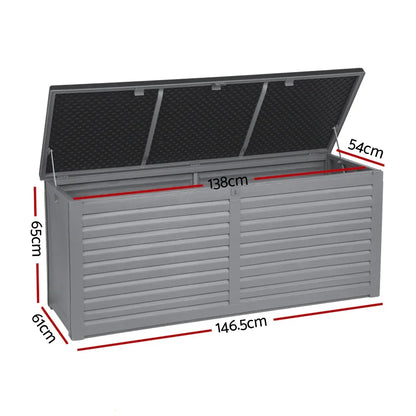 Outdoor Storage Box 490L Container Lockable Garden Bench Tools Toy Shed Black - Stacks Warehouse