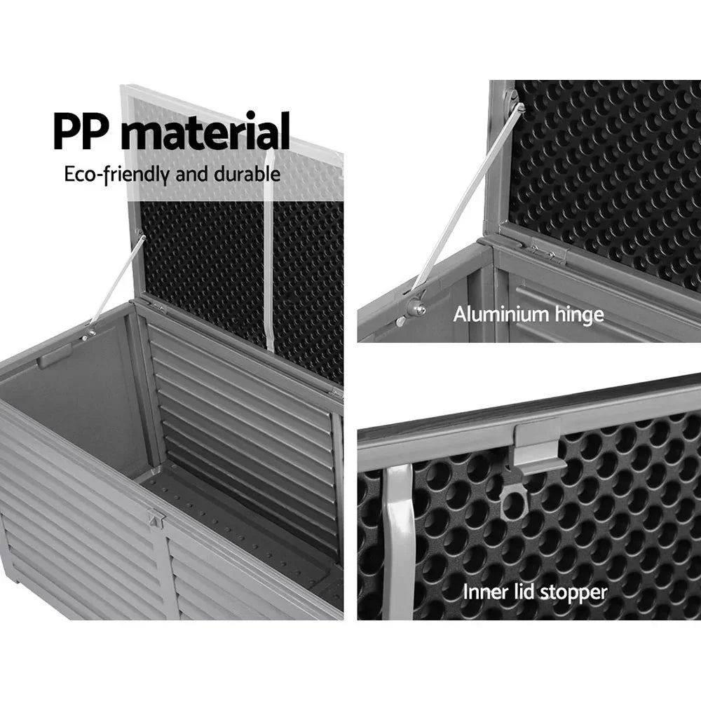 Outdoor Storage Box 490L Container Lockable Garden Bench Tools Toy Shed Black - Stacks Warehouse