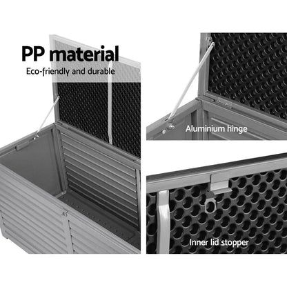 Outdoor Storage Box 490L Container Lockable Garden Bench Tools Toy Shed Black - Stacks Warehouse