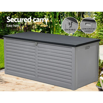 Outdoor Storage Box 490L Container Lockable Garden Bench Tools Toy Shed Black - Stacks Warehouse