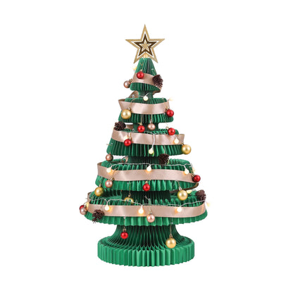 Jingle Jollys Paper Christmas Tree 87CM w/ Star Topper LEDs Xmas Decorations Kit Home Office Green