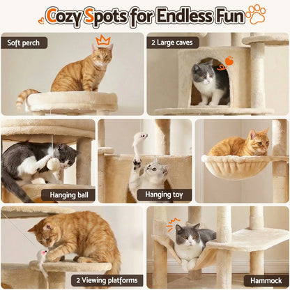 i.Pet Cat Tree Tower 167cm - Large Scratching Post Beige