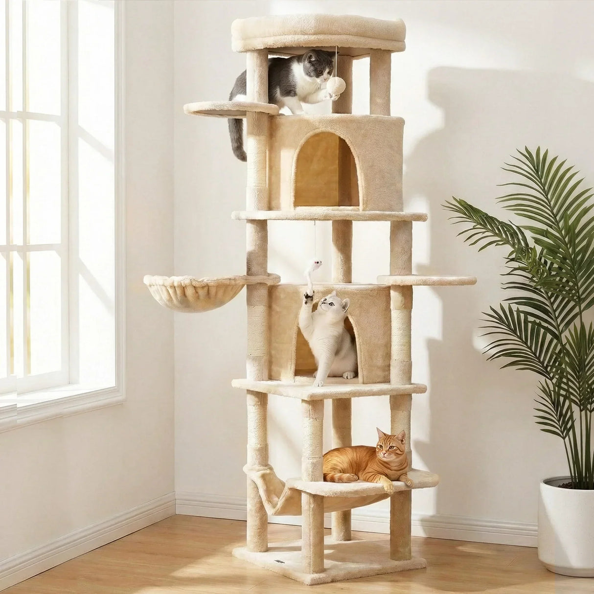 i.Pet Cat Tree Tower 167cm - Large Scratching Post Beige