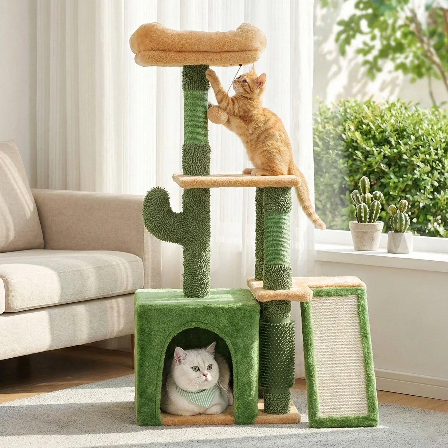 i.Pet Cat Tree Tower 101cm Scratching Post Furniture Scratcher House Green