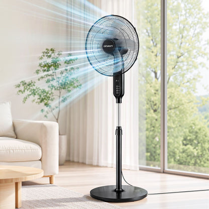 Devanti 16 inch Pedestal Fan with Remote - Black