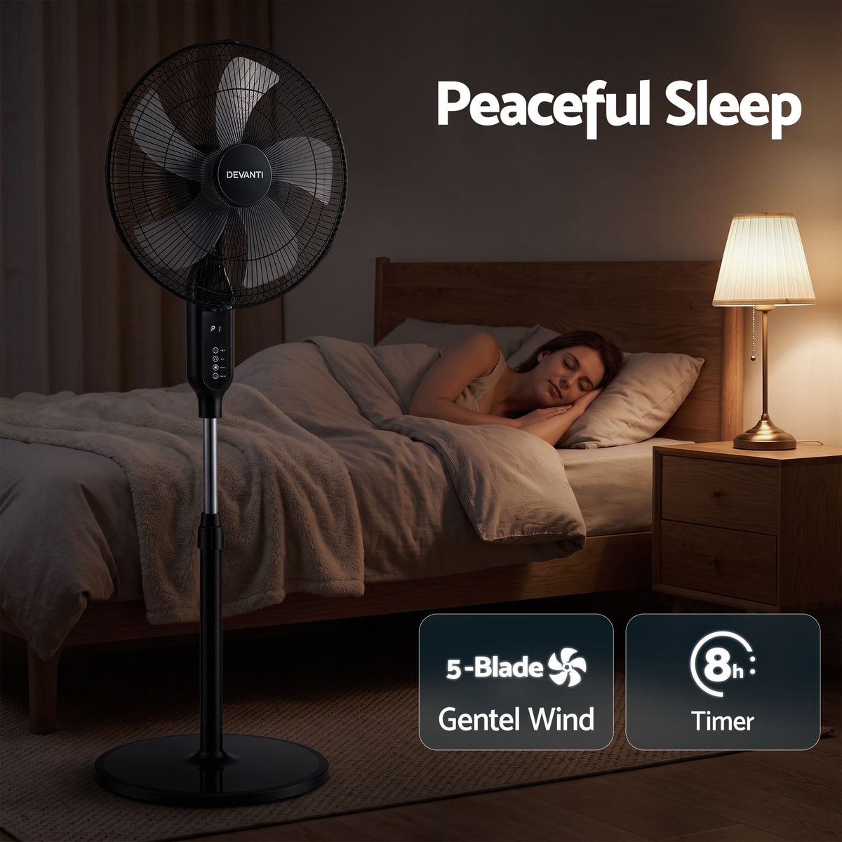 Devanti 16 inch Pedestal Fan with Remote - Black - view 5
