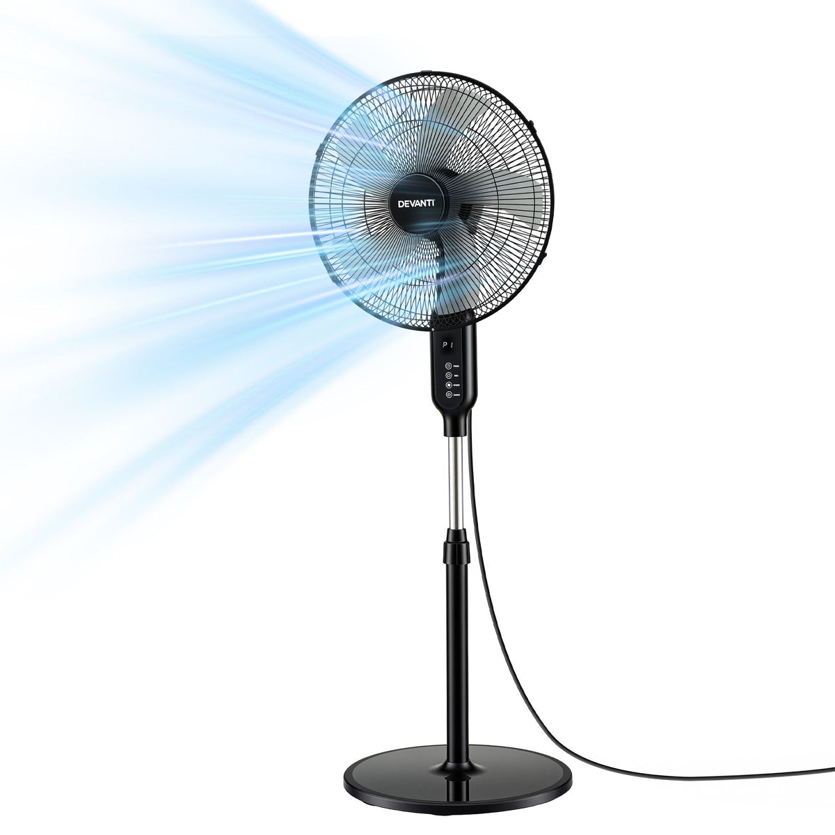 Devanti 16 inch Pedestal Fan with Remote - Black - view 9