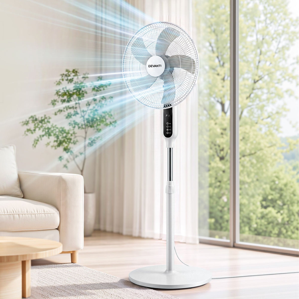 Devanti 16 inch Pedestal Fan with Remote - White