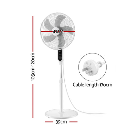 Devanti 16 inch Pedestal Fan with Remote - White - view 2