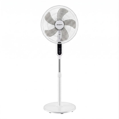 Devanti 16 inch Pedestal Fan with Remote - White - view 3