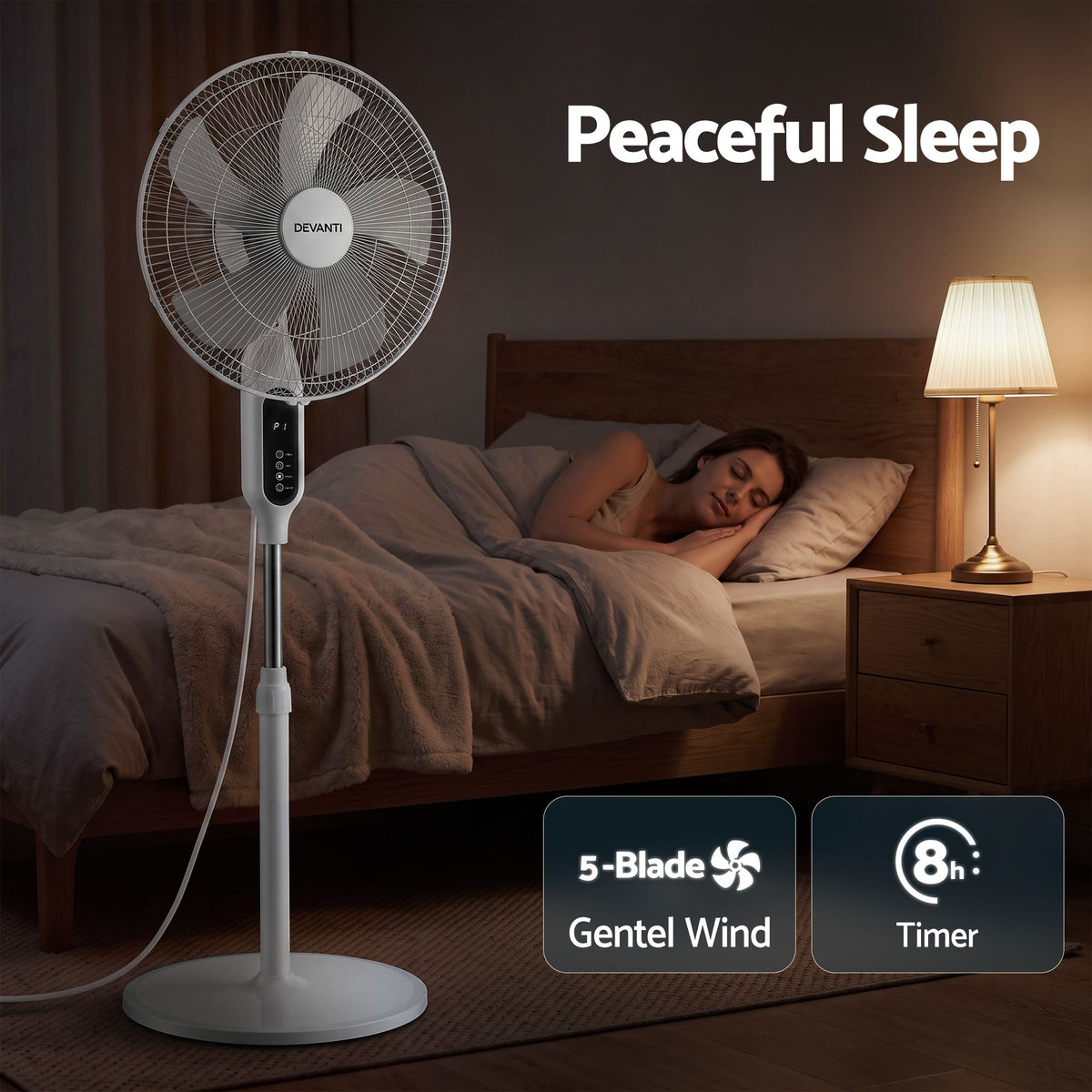 Devanti 16 inch Pedestal Fan with Remote - White - view 5