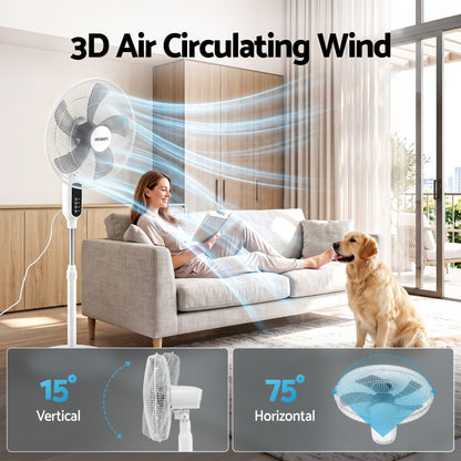 Devanti 16 inch Pedestal Fan with Remote - White - view 6