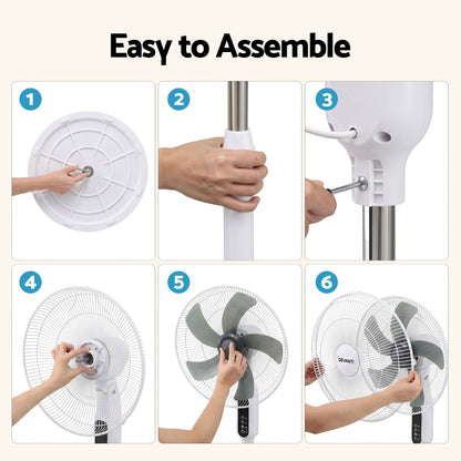 Devanti 16 inch Pedestal Fan with Remote - White - view 8