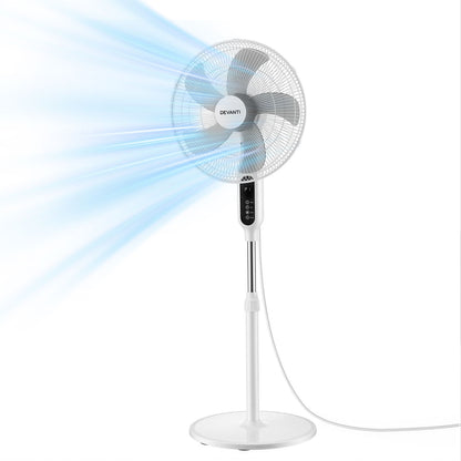 Devanti 16 inch Pedestal Fan with Remote - White - view 9