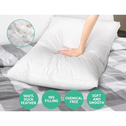 Giselle Bedding Duck Feather Down Pillow Luxury Twin Pack - Stacks Warehouse