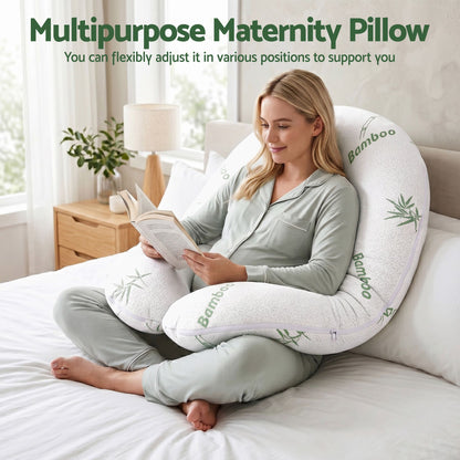 Giselle Bedding C-Shaped Pregnancy Pillow with Bamboo Cover