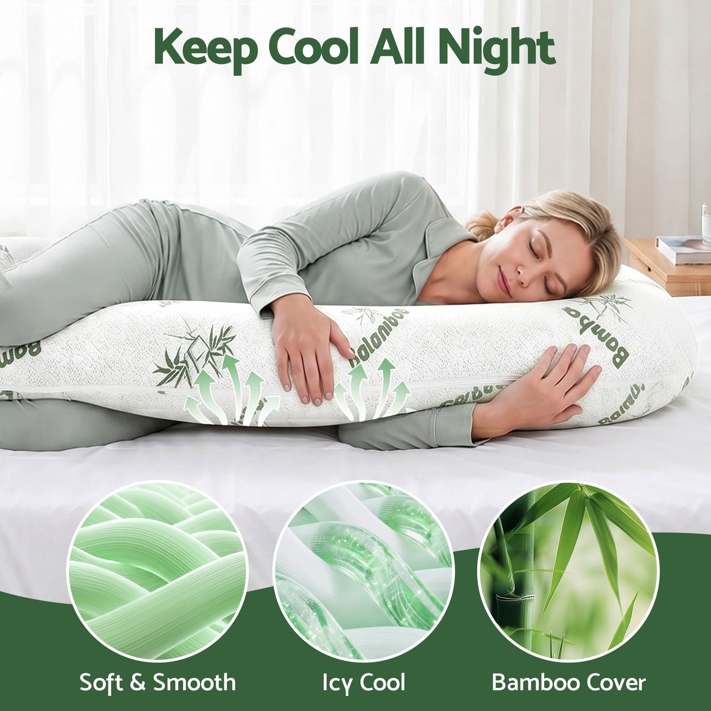 Giselle Bedding C-Shaped Pregnancy Pillow with Bamboo Cover
