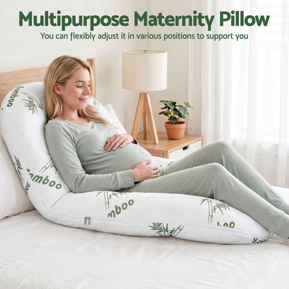 Giselle Bedding C-Shaped Pregnancy Pillow with Bamboo Cover