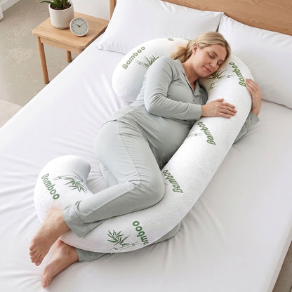 Giselle Bedding C-Shaped Pregnancy Pillow with Bamboo Cover