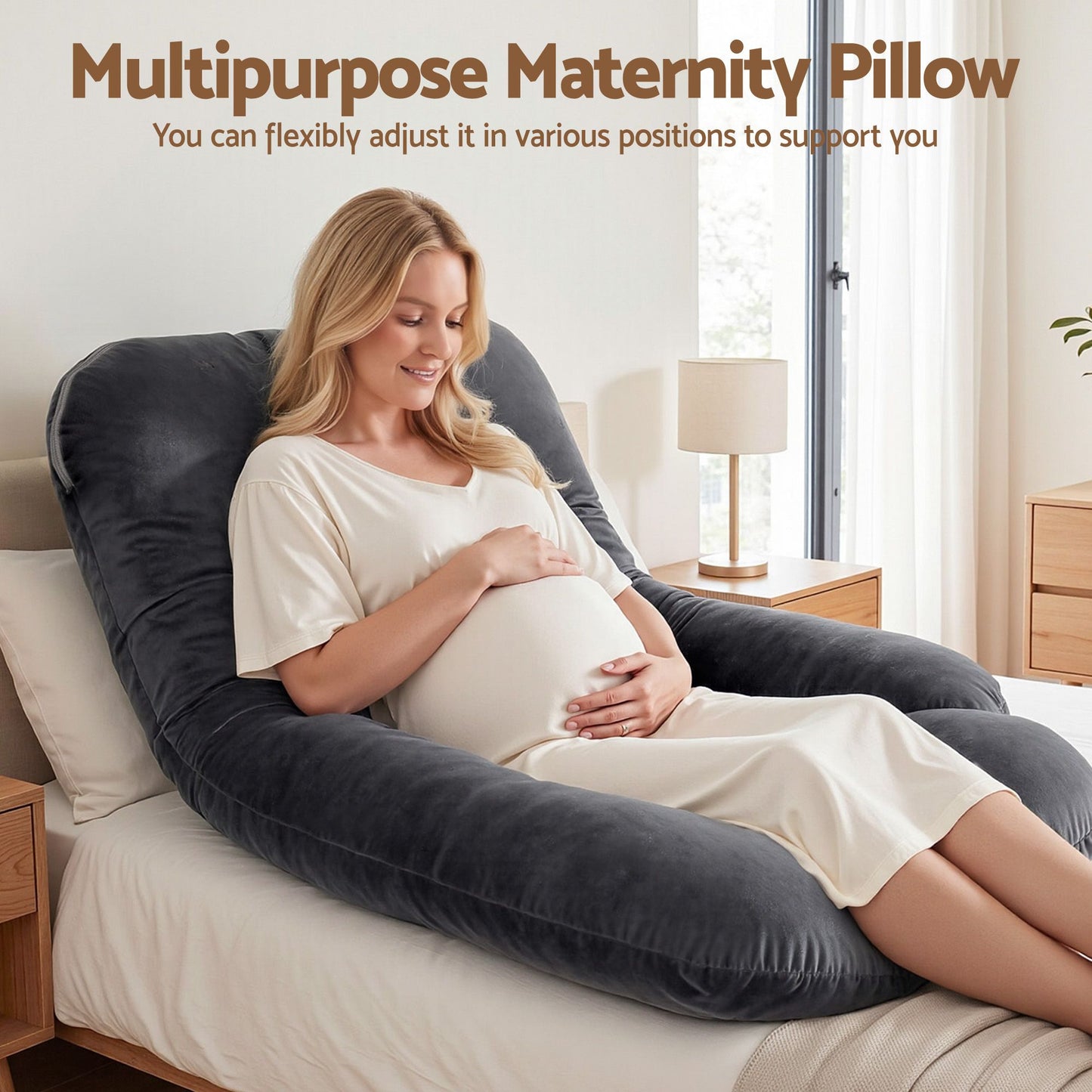 Giselle Bedding G-Shaped Pregnancy Pillow with Removable Cover