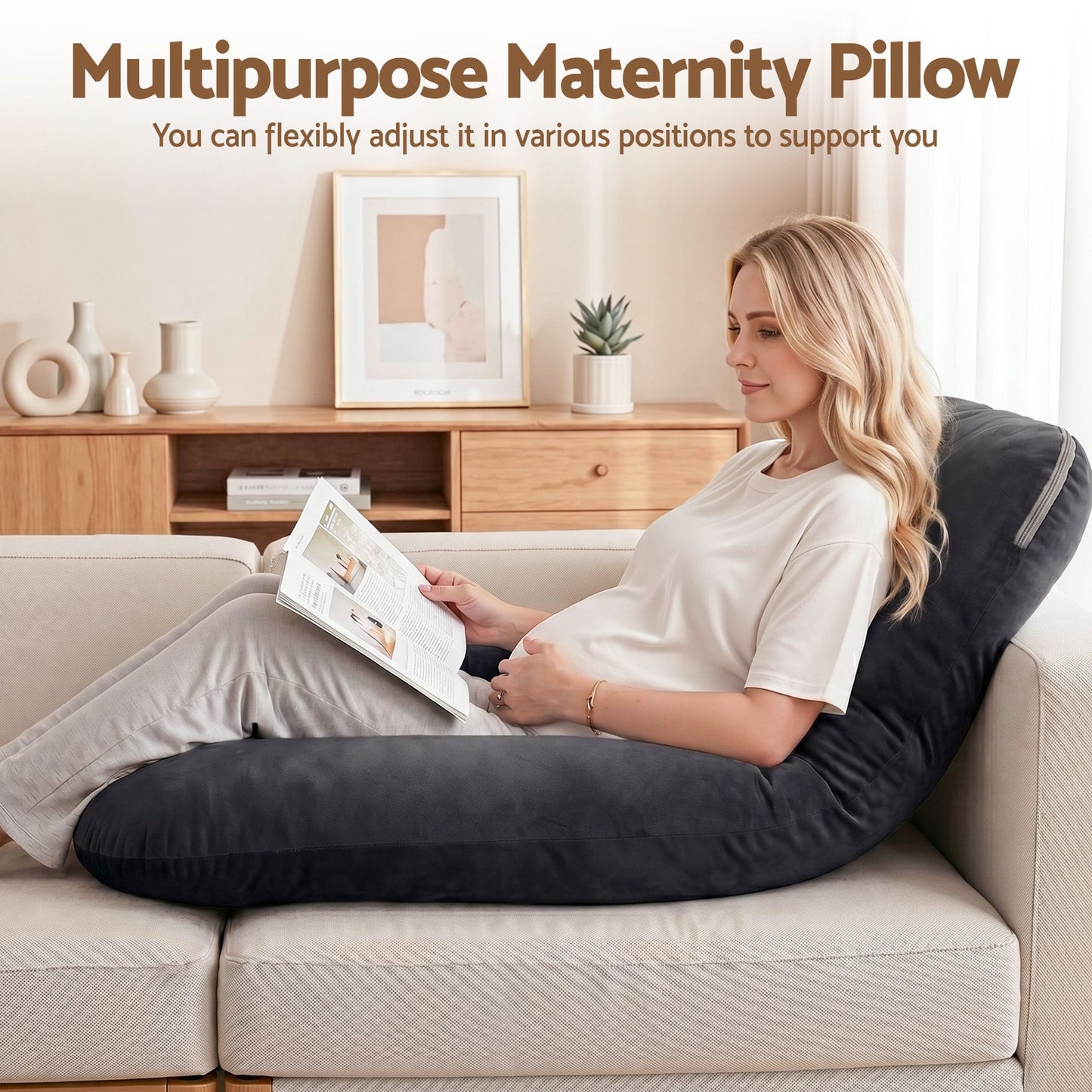 Giselle Bedding G-Shaped Pregnancy Pillow with Removable Cover