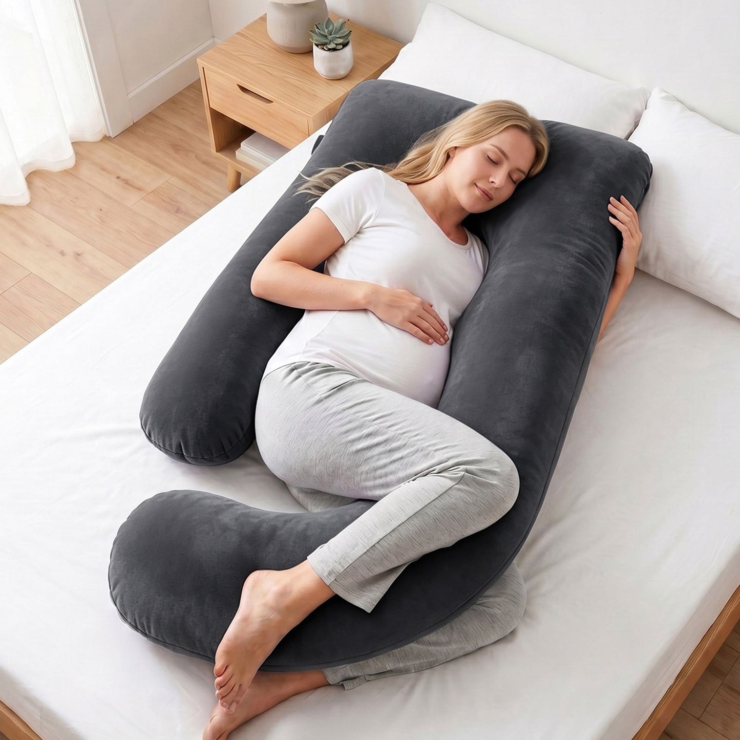 Giselle Bedding G-Shaped Pregnancy Pillow with Removable Cover