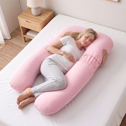 Giselle Bedding U-Shaped Pregnancy Pillow with Cotton Jersey Cover