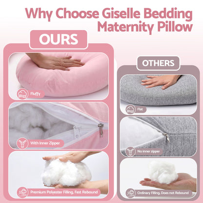 Giselle Bedding U-Shaped Pregnancy Pillow with Cotton Jersey Cover