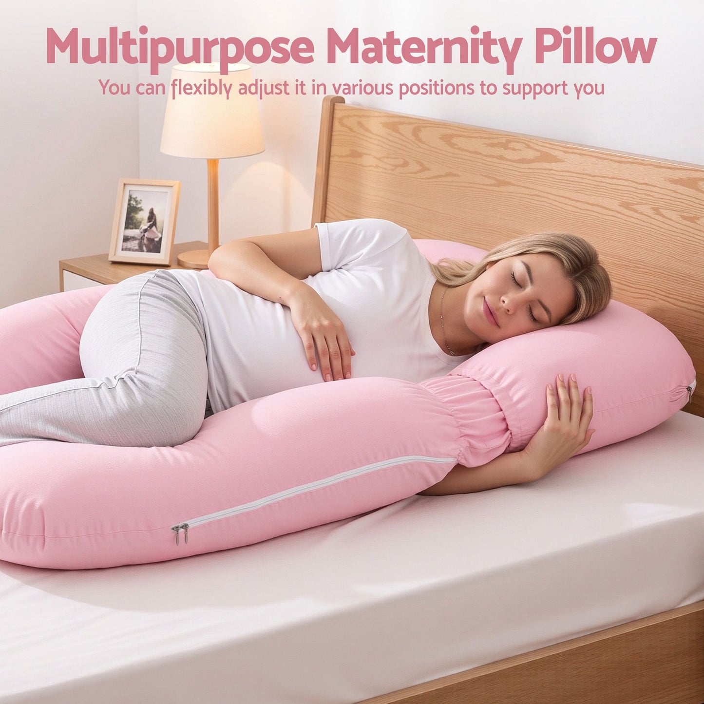 Giselle Bedding U-Shaped Pregnancy Pillow with Cotton Jersey Cover