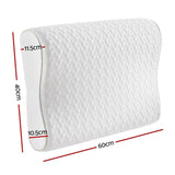 White memory foam contour pillow with hexagonal textured cover, 60x40x11.5cm dimensions