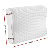 White memory foam contour pillow with hexagonal textured cover, 60x40x11.5cm dimensions