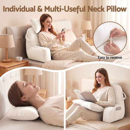 Giselle Bedding Reading Pillow with Neck Roll and Armrests