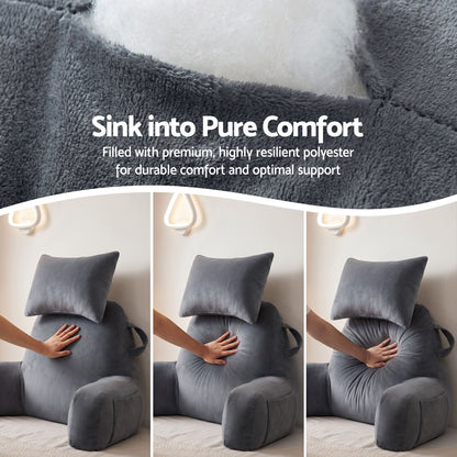 Giselle Bedding Reading Pillow with Neck Roll and Armrests Grey