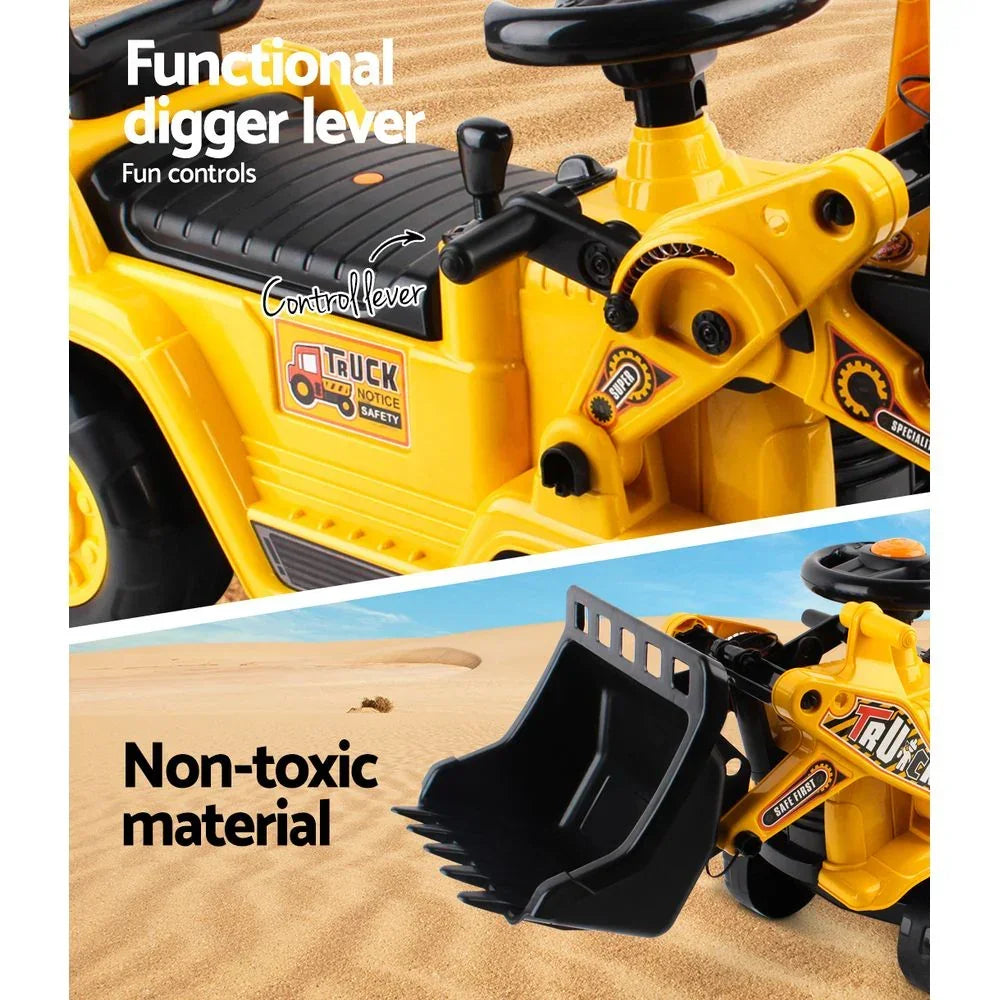 Keezi Kids Ride On Excavator Bulldozer - Sandpit Digger Car Pretend Play Toy