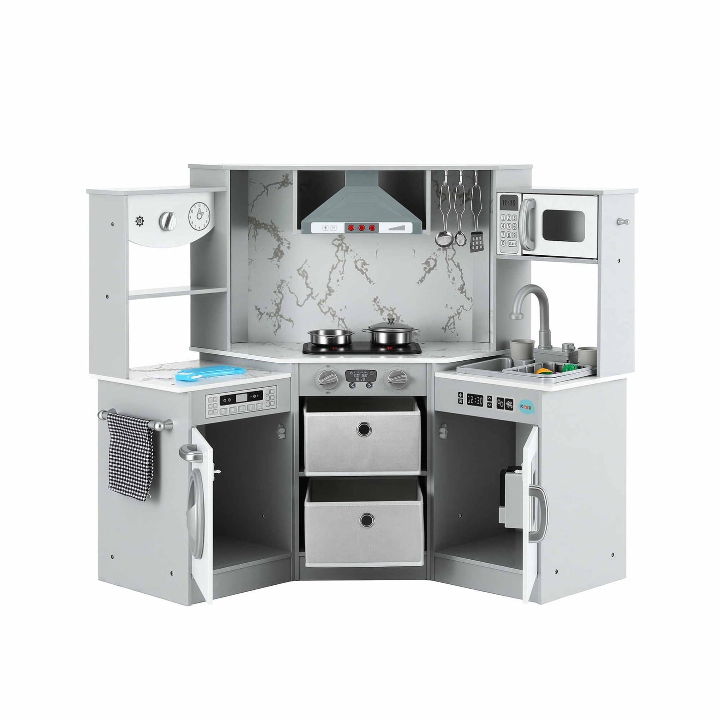 Keezi Wooden Pretend Kitchen Playset 112cm Grey