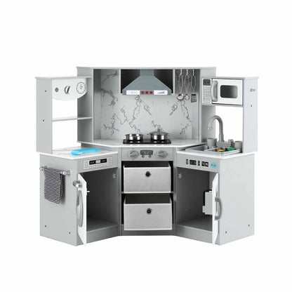 Keezi Wooden Pretend Kitchen Playset 112cm Grey