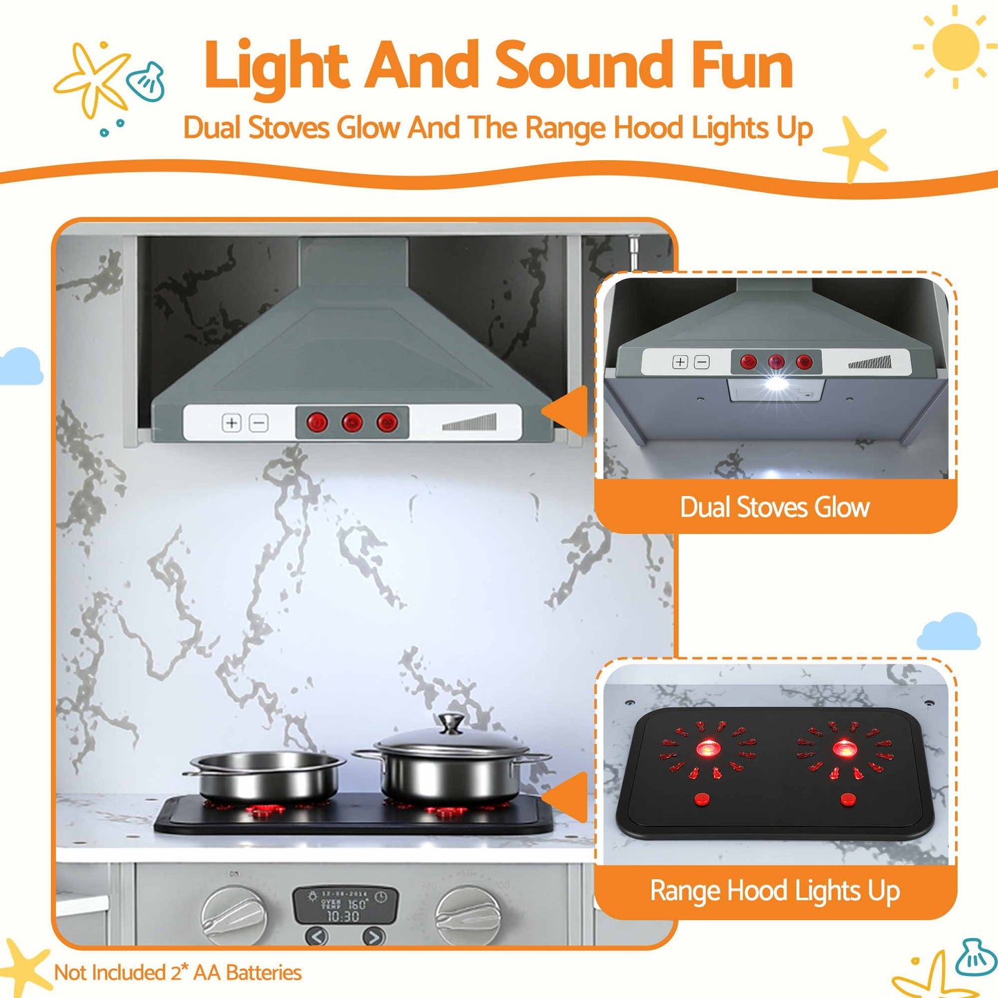 Keezi Wooden Pretend Kitchen Playset 112cm Grey