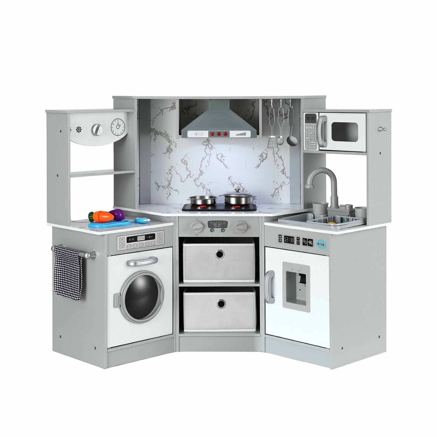 Keezi Wooden Pretend Kitchen Playset 112cm Grey