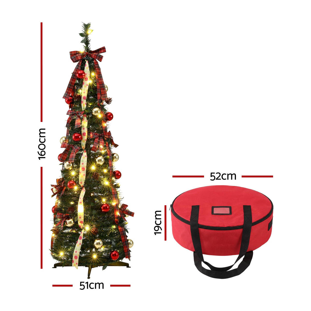 Jingle Jollys 160cm Pop Up Christmas Tree - 80 LED - view 2