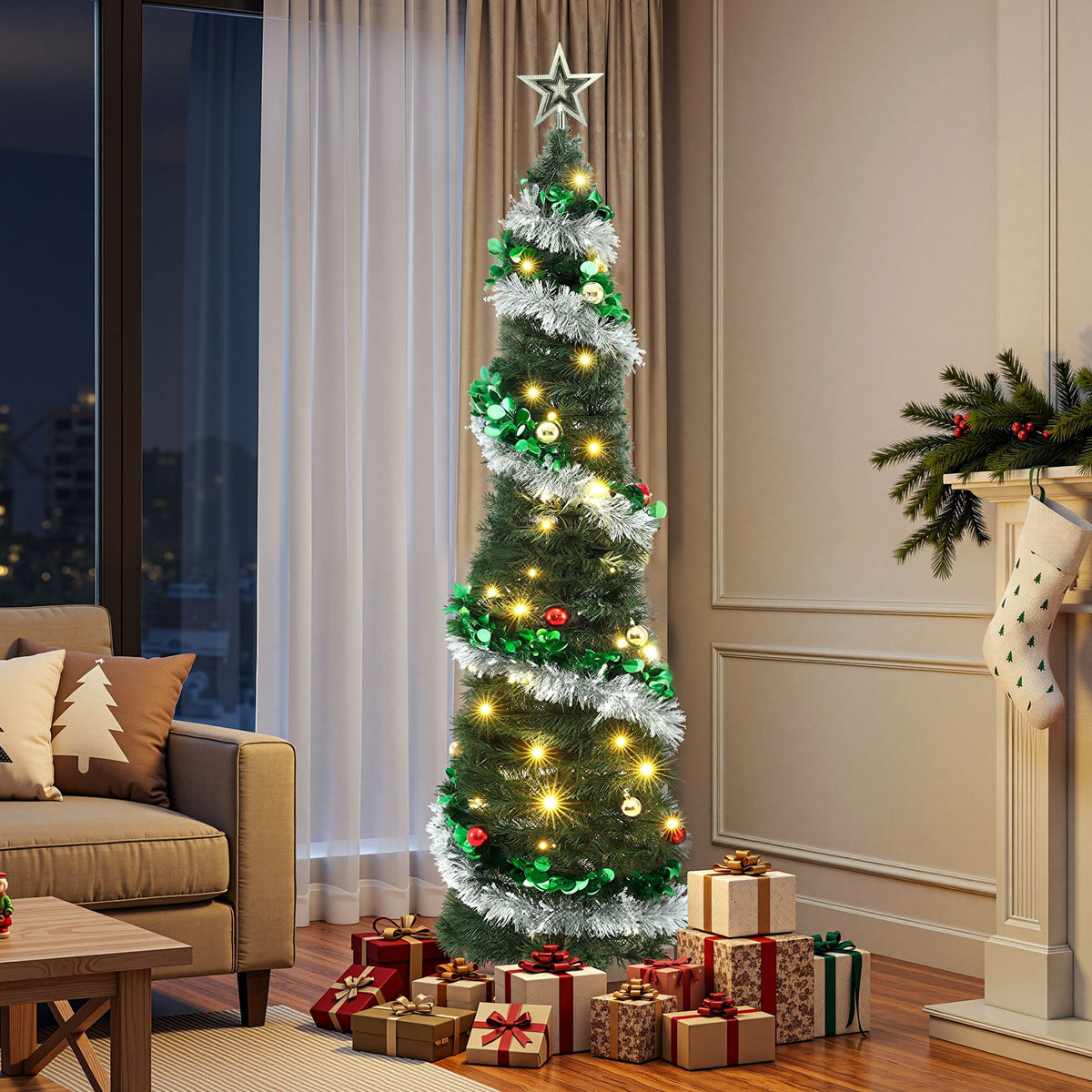 Jingle Jollys 155cm Pop Up Christmas Tree - 50 LED
