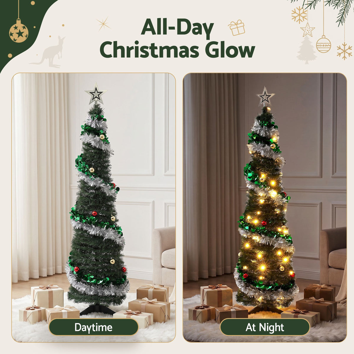 Jingle Jollys 155cm Pop Up Christmas Tree - 50 LED - view 3