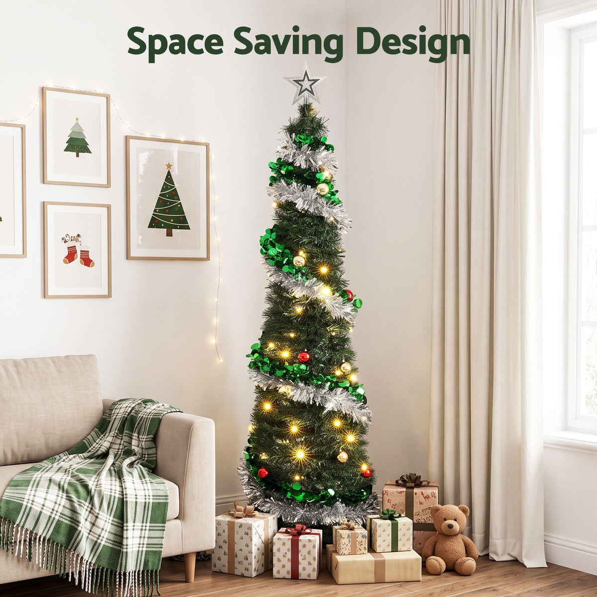 Jingle Jollys 155cm Pop Up Christmas Tree - 50 LED - view 4
