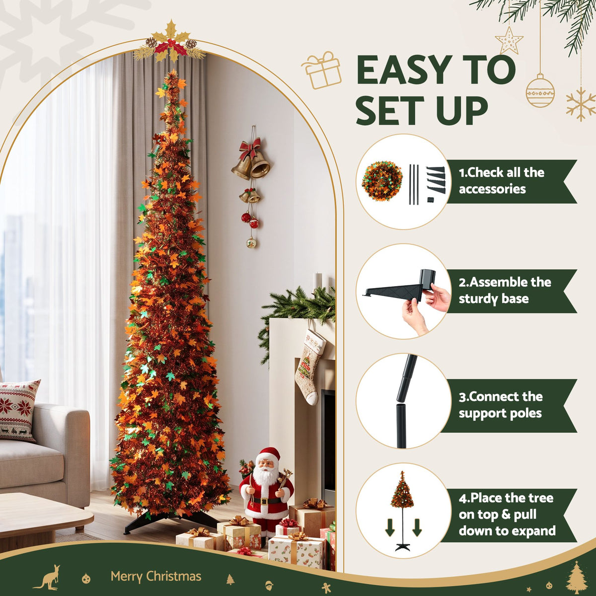 Jingle Jollys 160cm Pop Up Golden Maple Christmas Tree - view 5