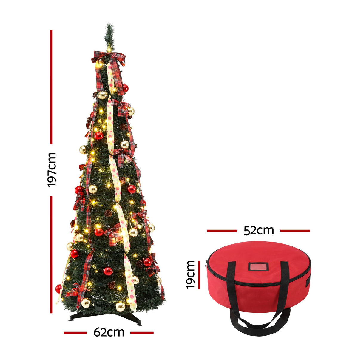 Jingle Jollys 197cm Pop Up Christmas Tree - 150 LED - view 2