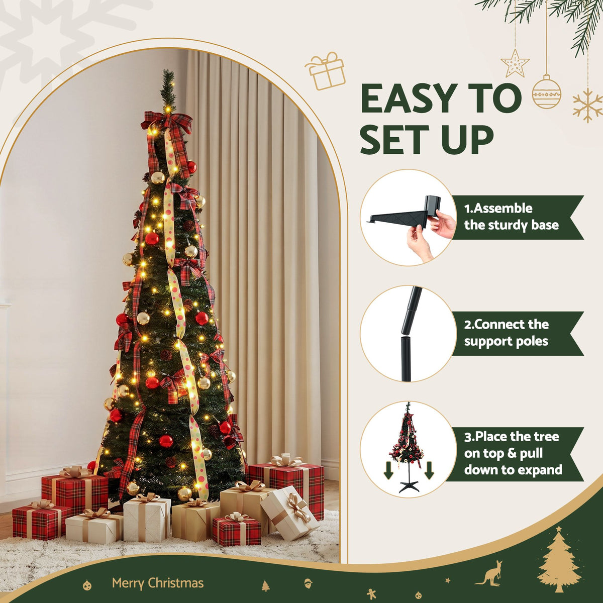 Jingle Jollys 197cm Pop Up Christmas Tree - 150 LED - view 6