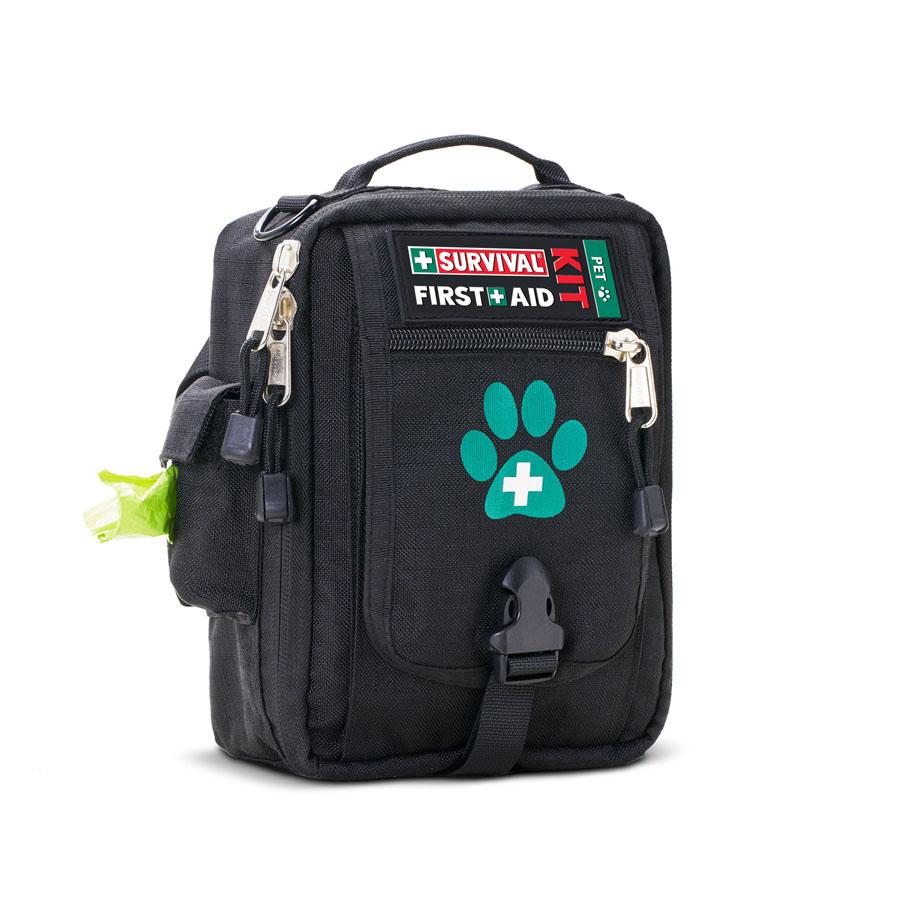 SURVIVAL Pet First Aid Kit with supplies for both pets and humans in a durable carry bag