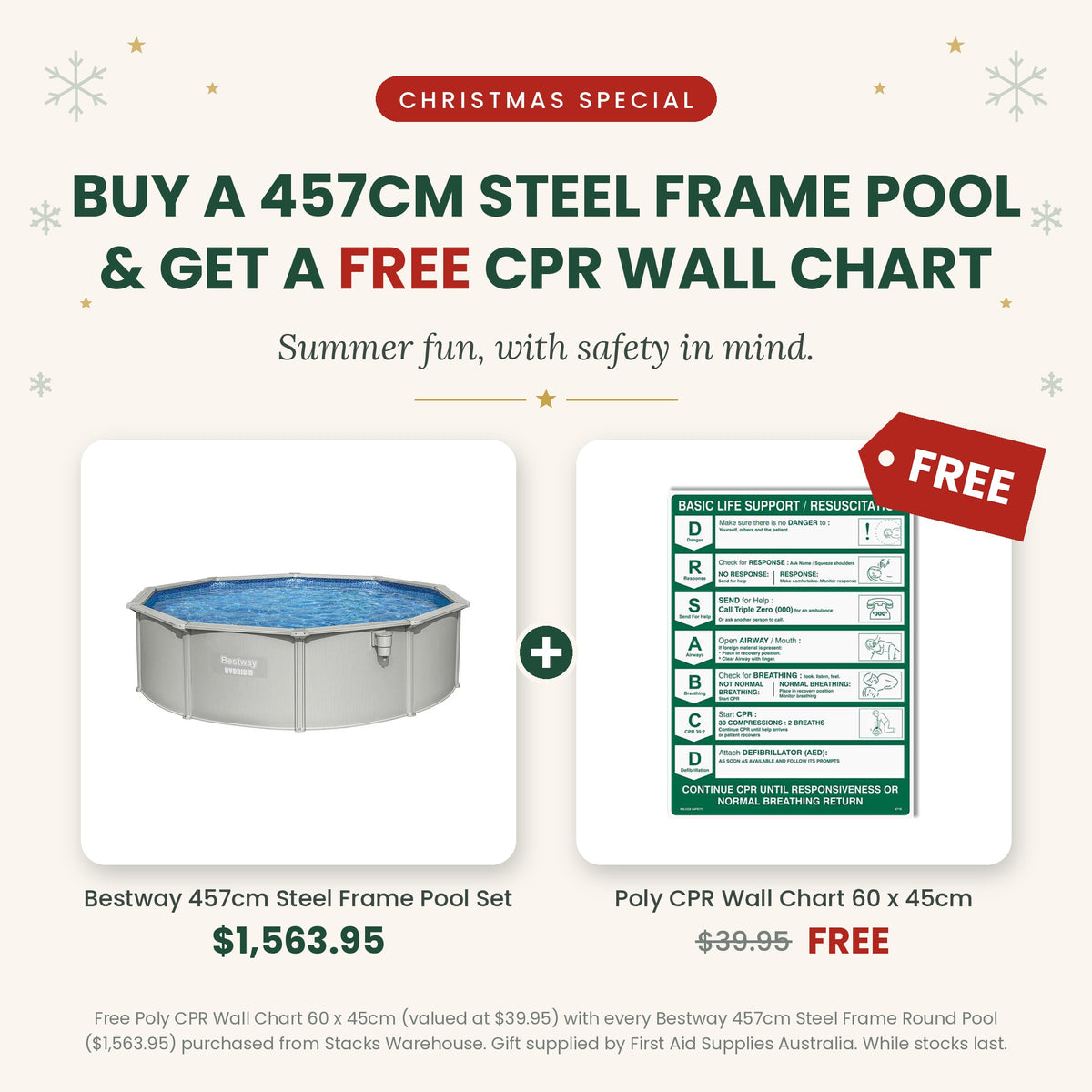 Christmas Special: Bestway 457cm Steel Frame Pool Set + FREE CPR Wall Chart